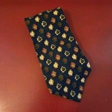 Firenze I Tie 100 SIlk Blue With Geometric Leaves Pattern Made in Italy