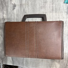 Vintage Cassette Tape Storage Case Faux Leather with Handle - Holds 12
