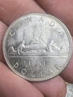1961 Canada Dollar 80% Silver Coin