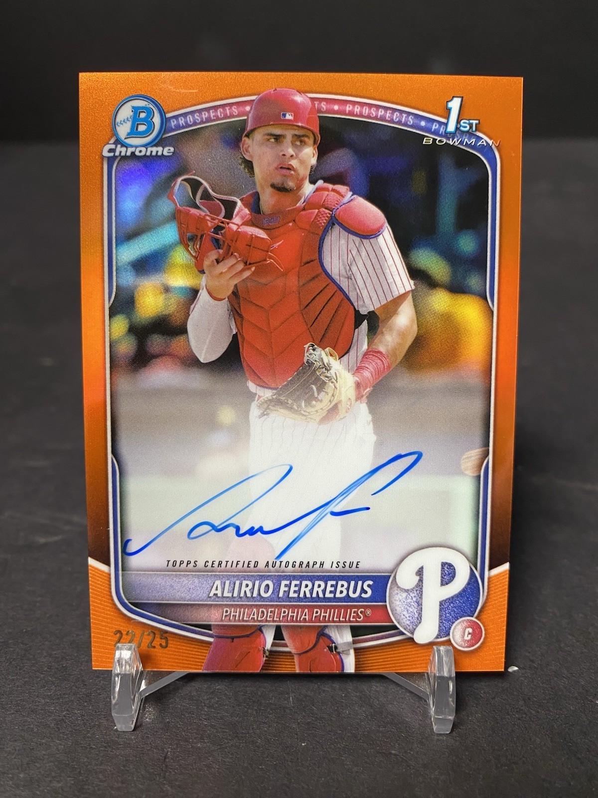 ALIRIO FERREBUS 2025 BOWMAN CHROME 1ST AUTOGRAPH ORANGE WAVE AUTO #/25