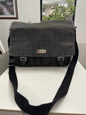 Coach Large Black Canvas  Leather Messenger Diaper Bag Satchel