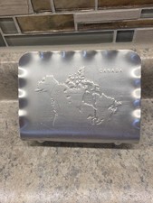 Vtg Aluminum Napkin/Letter Holder #771 Map of Canada 6"x4.75"
