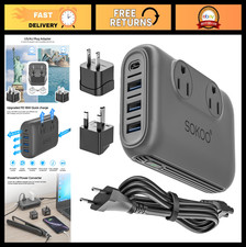 220V to 110V Voltage Converter, Travel Adapter with 4 USB Ports  Plug Adapters
