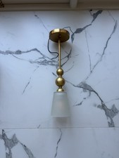 2 x Hinkley Zelda Pendant Lights Brushed Brass Frosted Glass Ceiling Lights
