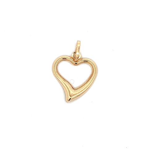 18K Saudi Gold Pendant Open Heart Genuine Fine Jewelry