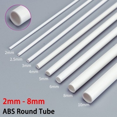 ABS Round Hollow Tube 2mm-8mm Styrene Plastic Pipe DIY Model Crafts White 250mm