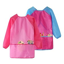 Kids Art Smocks, Painting Apron Artist Smock with Sleeve and 3 Pockets 2 Pack...
