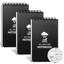 3 Pack Waterproof Notebook, 3 x 5 Pocket Notepad, All Weather Small Pocket No...