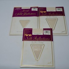 3 - Vtg Hanes Silk Reflections Control Top Reinforced Toe Pantyhose CD Pearl 718
