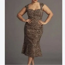 Anthropologie The Cecily Fit And Flare sz Large ( 12-14 ) leopard print dress