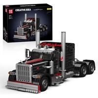 Mould King 10037 Technik Truck Bausatz, 1797 Teile, Rot Blau Gelb Schwarz Weiß