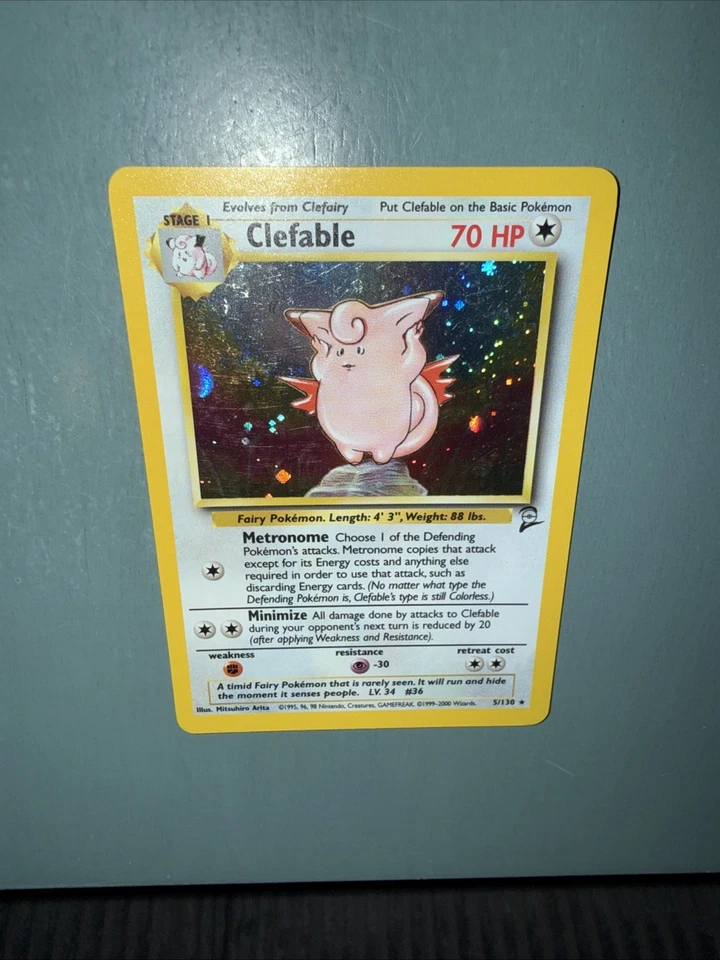 Clefable 5/130 Base Set 2 Vintage Pokemon TCG Rare Holo Near Mint - Mint Holo - Image 3 of 4