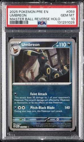 2025 POKEMON PRE EN-PRISMATIC EVOLUTIONS MASTER BALL REVERSE HOLO UMBREON PSA 10