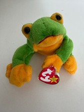 RARE RETIRED 1997 TY BEANIE BABY SMOOCHY THE FROG WITH PE PELLETS/TAG ERRORS