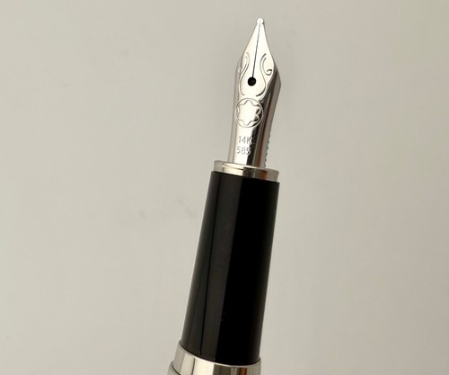 VTG NOS Montblanc Noblesse Oblige Black Platinum Fountain Pen 14K Gold Nib - 第 14/19 張圖片