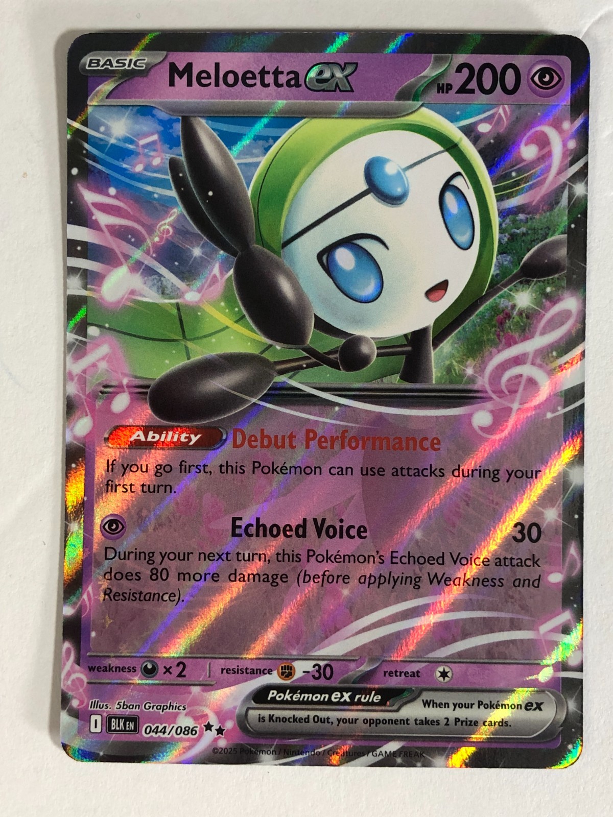 Pokemon TCG Black Bolt Meloetta EX 044/086 Near Mint