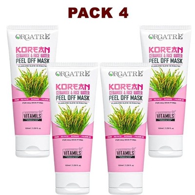 (PACK 4) Korean Peel Off Mask with Ceramide & Rice Water Brightening 100ML USA