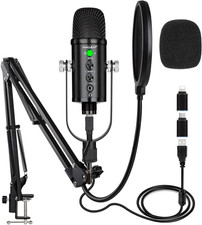 USB Microphone Condenser Computer PC Gaming Mic Podcast Microphone Kit for Strea