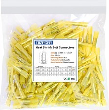 Yellow Heat Shrink Butt Connectors 12 10 AWG Waterproof Crimp Size: 12-10 AWG
