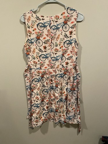 L.A. Soul Multicolor Bicycle Floral Print A-Line Dress Round Neck Sleeveless S - Picture 4 of 4