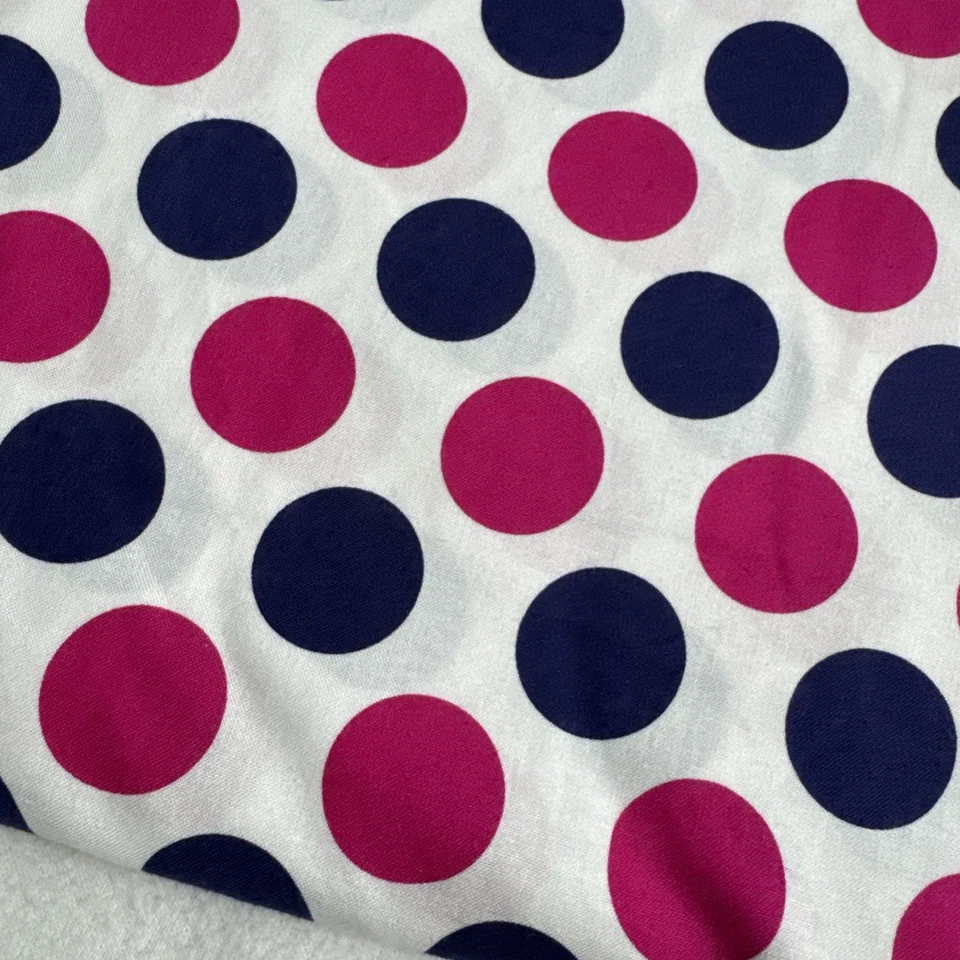 EMMA y MILA Algodón Jumbo Lunares Tela Remanente 7 1/3 yardas Rosa Azul Marino Blanco Foto 3 de 4