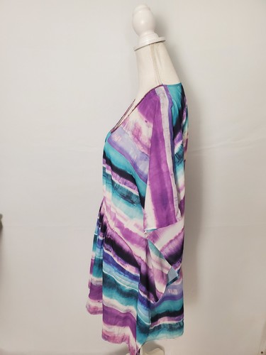 Lane Bryant Purple & Blue Striped Kaftan Bathing Suit Coverup Women's 18/20 - Picture 7 of 11