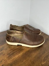 OluKai Men's Kama’aina Classic Slip-On Loafer Tooled Leather Brown 8 Shoes