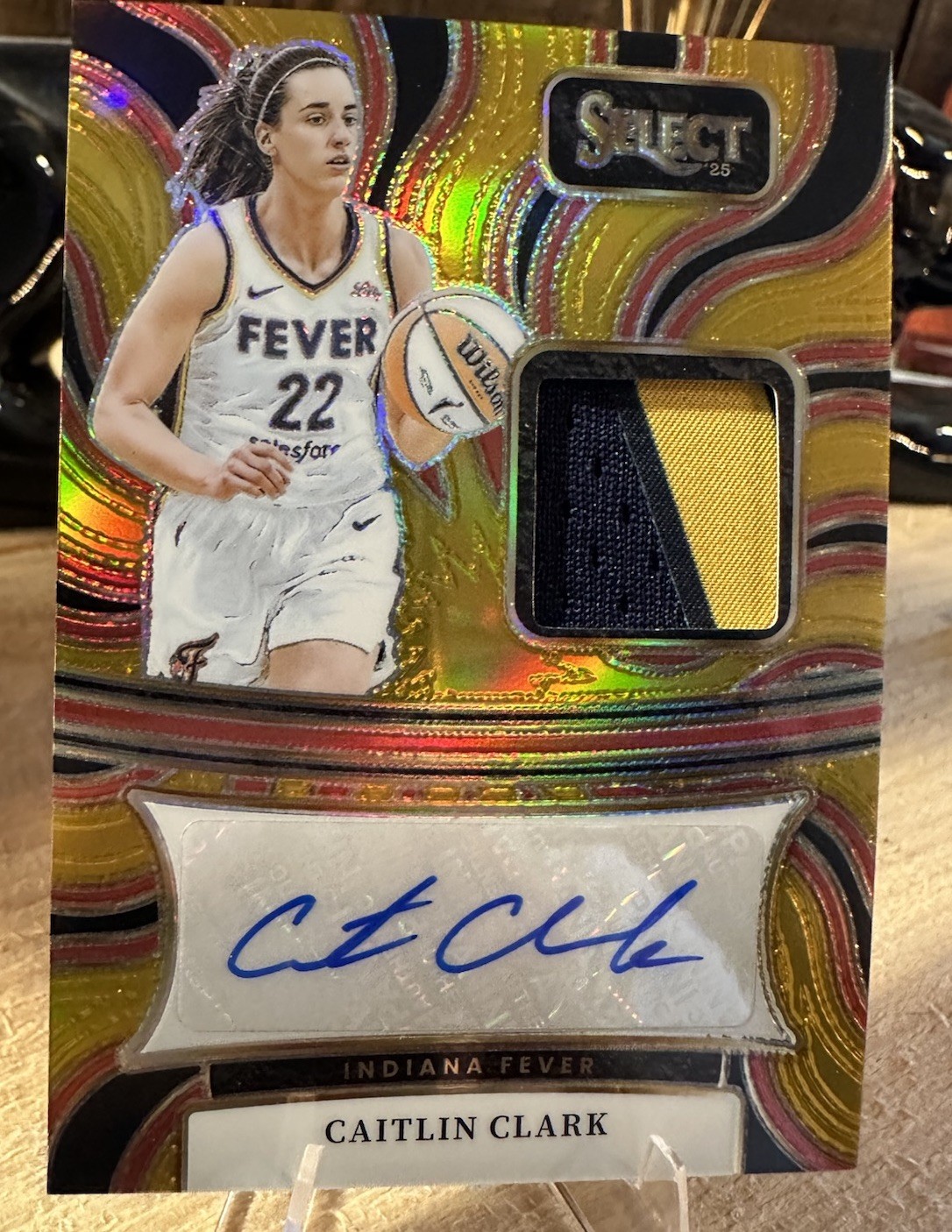 2025 Panini Select WNBA Caitlin Clark GOLD Prizm Patch Auto /10 Fever Signed view 3