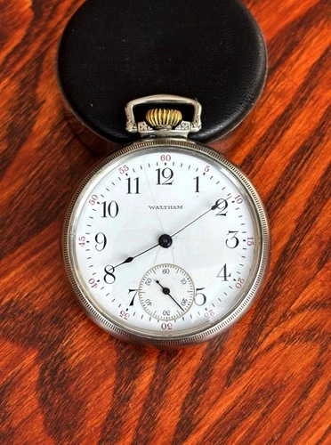 Clean 1908 Waltham 16 Size 15J Grade 620 Solid Nickel Case  Runs Well!