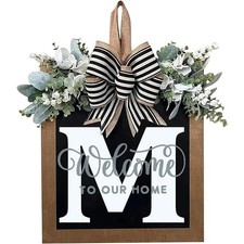 Last Name Porch Decor, Welcome Sign, 26 Letter Wreaths for Front Door, Spring...