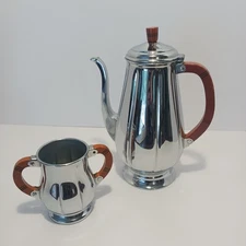 Farber Bros Krome Kraft Chrome Coffee/Tea Pot With Creamer With Bakelite Handles