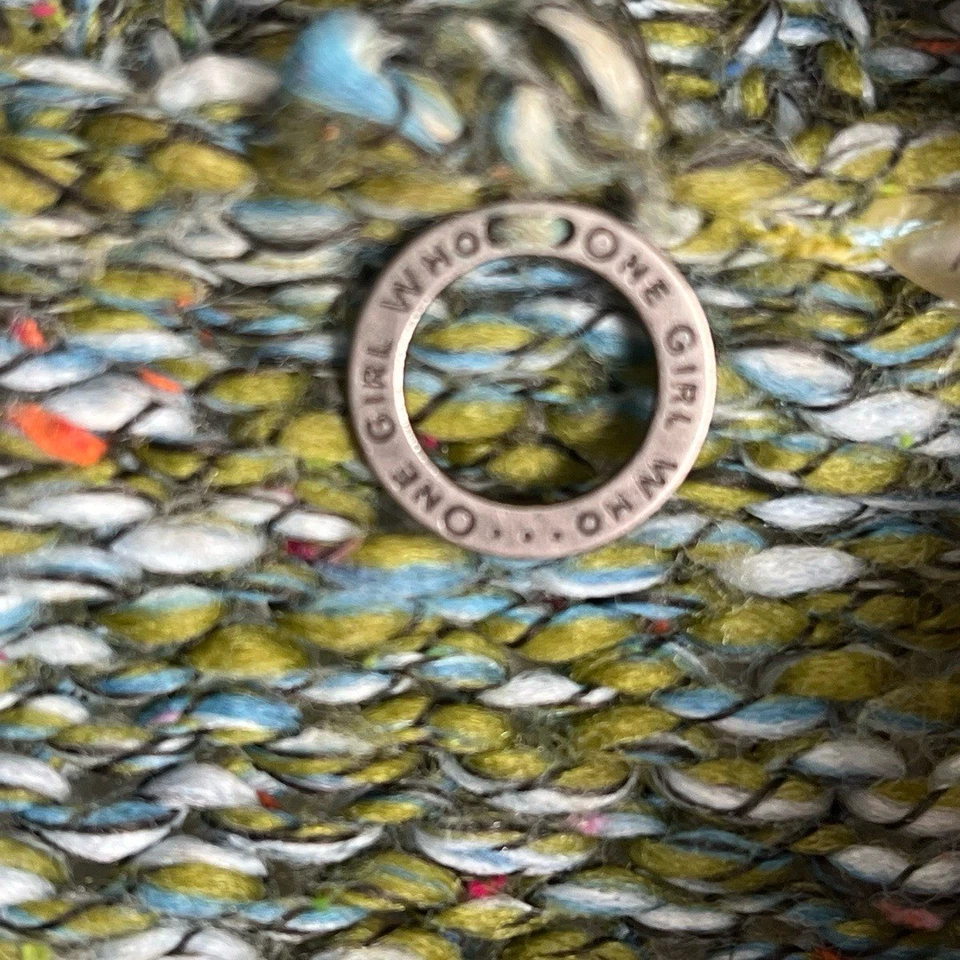 Cárdigan ONE GIRL WHO Grande Azul Verde Frente Abierto Grueso Tejido Boho Ecléctico Foto 2 de 4