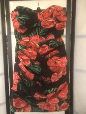 Dolce&Gabbana Floral Printed Bustier Corset Cotton Ruched Dress Orig $1995 IT 42