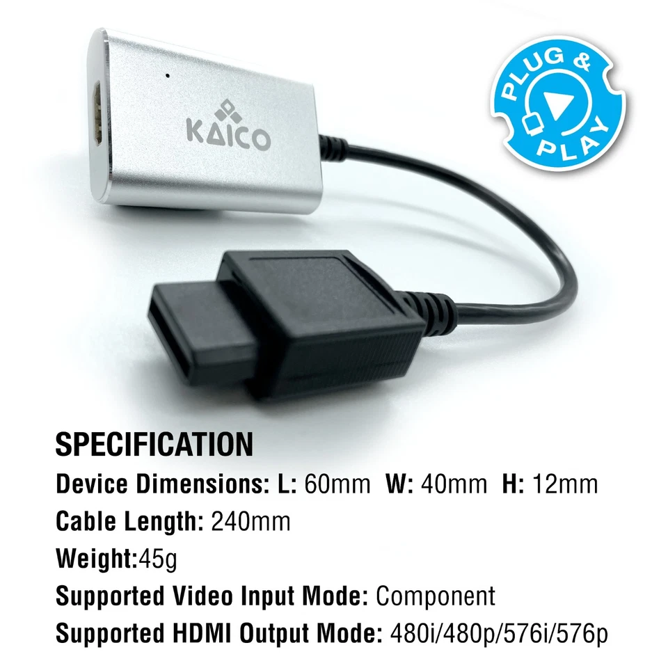 Kaico Wii HDMI Adapter for use with Nintendo Wii Consoles - Component Video HDMI - Image 4 of 4