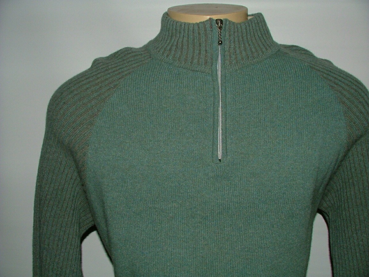 NEW WT LCN 1/2 ZIP SWEATER SIZE L LAMBSWOOL POLYAMIDE GREEN