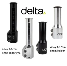 Bicycle Bike Stem Riser Delta Alloy 1-1/8in Black or Silver 3.25 or 4in. Pro