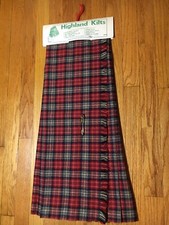 Vintage Highland Kilt Shulins Woolen Womens 21  - 28  Waist Plaid New Old Stock