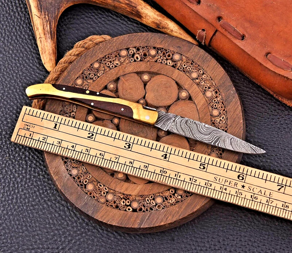 CUSTOM MADE HAND FORGE DAMASCUS STEEL FOLDING POCKET KNIFE EVERYDAY CARRY 1260 - Image 4 of 4