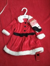 BNWT M&S Baby Girl Age 3 - 6 Months  Father Christmas/Santa Dress+ Tights 