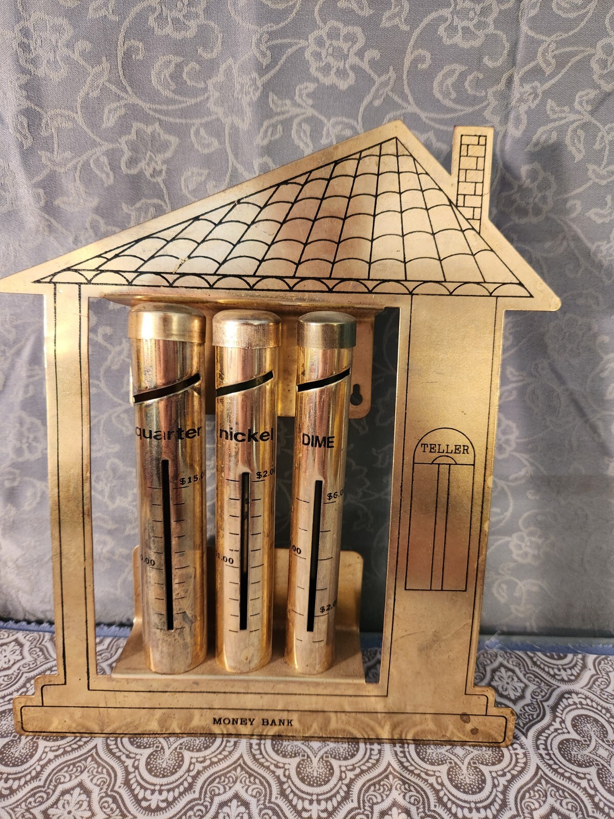 Vintage Coin Sorter- Brass Money Bank, Wall Hanging