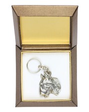 Bull Terrier, Bully II - Silver-plated pendant with a dog in a decorative box, h