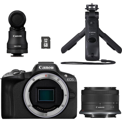 Canon EOS R50 Content Creator Kit RF-S 18-45 mm + DM-E100 + HG-100TBR + SD 32 GB