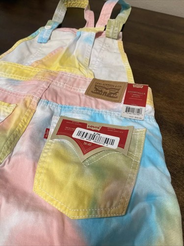 Levi's Girls' Jean Shortalls Sunny Demin Colofull Tie-Dye Short-Overall Size 16 - Picture 5 of 9