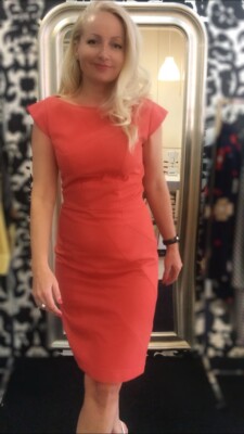 Orange silk sheath dress tailored dress size 44