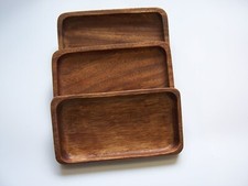 3er Set Tablets rechteckig mit Rand Speiseteller  Schale Akazienholz Larp Neu.