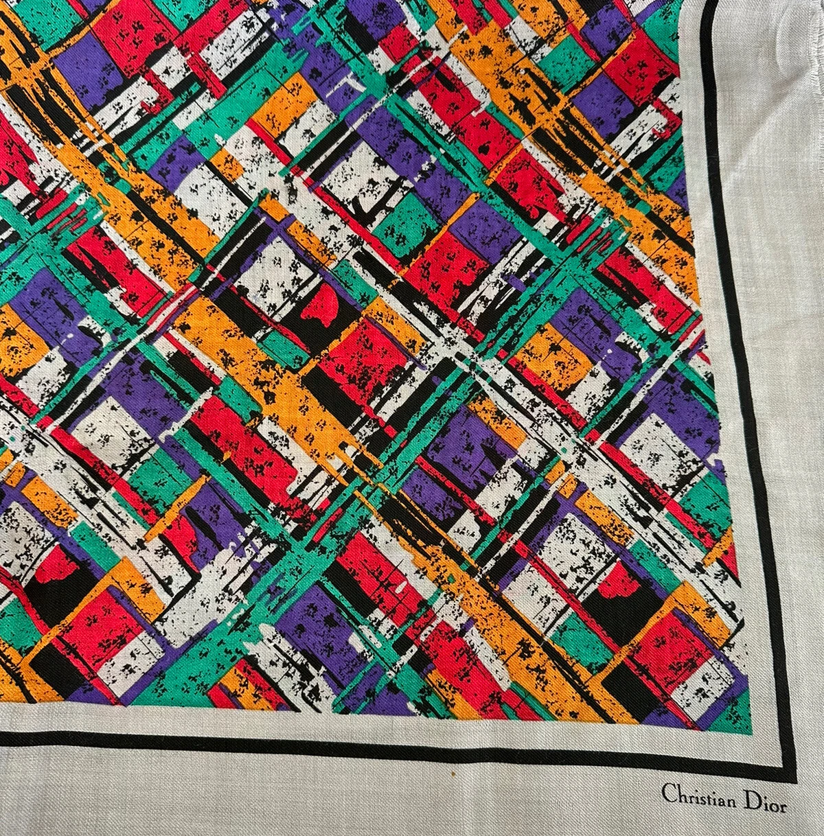 Écharpe carrée Christian Dior France 100 % laine 35