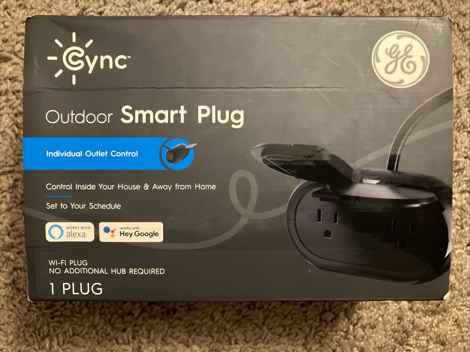 GE Lighting CYNC Outdoor Smart Plug - Bluetooth & Wi-Fi - Alexa & Google Enabled