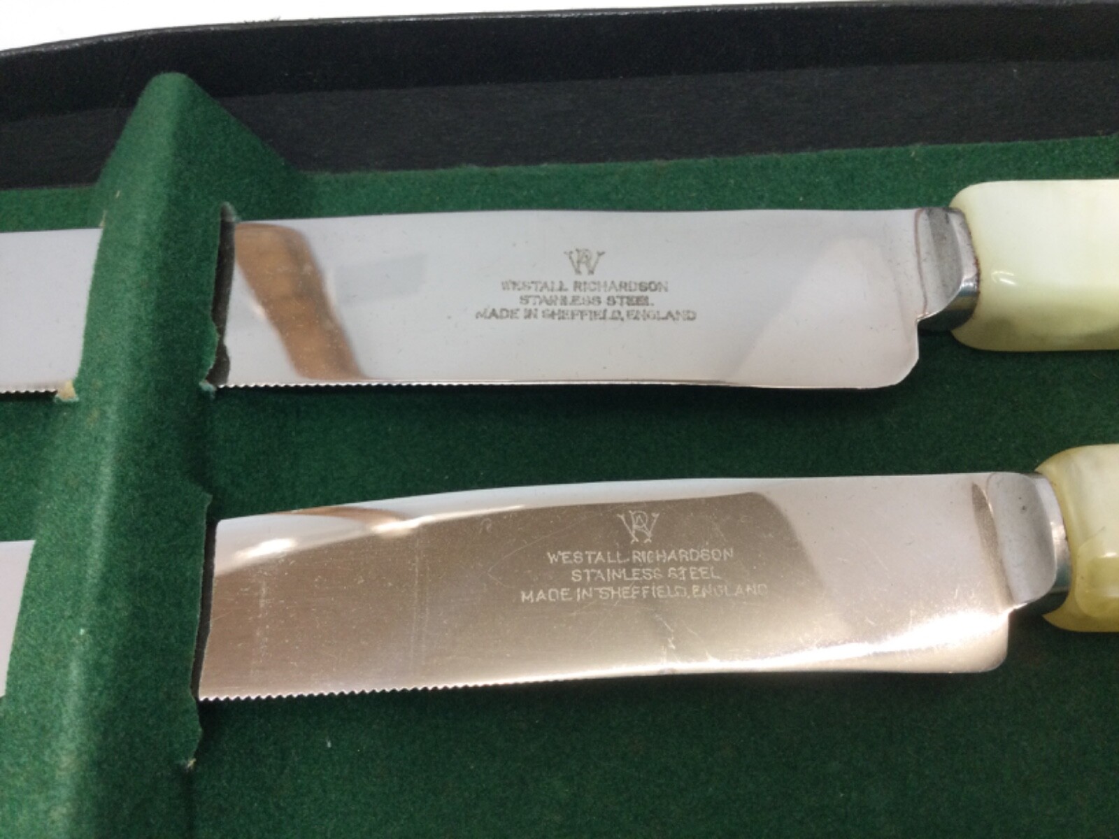 Regent Sheffield England Westall Richardson Bakelite? Handle 3Pc Knife Set Vtg