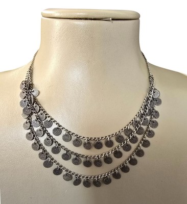 Stephan & Co Women's Trendy Pewter Plated Multi Layer Charm Necklace NWT
