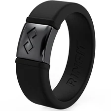 Rinfit Infinity&Metal Silicone Rings for Men. Soft & Comfortable Wedding Band